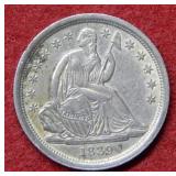 1839 Seated Liberty Dime - No Drapery