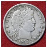 1907 Barber Silver Half Dollar Coin