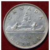 1936 Canada Silver Dollar