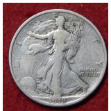 1918 S Walking Liberty Silver Half Dollar