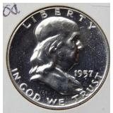 1957 Proof Franklin Silver Half Dollar Coin