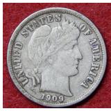 1909 O Barber Silver Dime