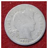 1913 S Barber Silver Dime
