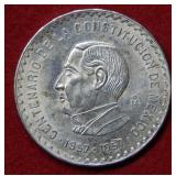 1857/1957 Mexico 5 Peso Constitution Coin