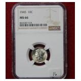 1945 Mercury Silver Dime NGC MS66
