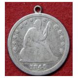 1845 Seated Liberty Quarter with Loop - No Motto