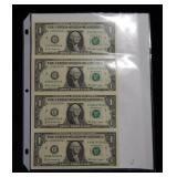 2009 Partial Uncut Sheet of $1 Fed Res Notes