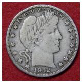 1912 D Barber Silver Half Dollar Coin
