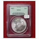 1887 Morgan Silver Dollar PCGS MS64
