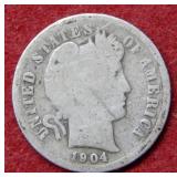 1904 S Barber Silver Dime