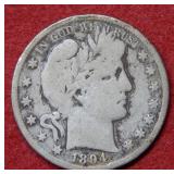 1894 S Barber Silver Half Dollar Coin