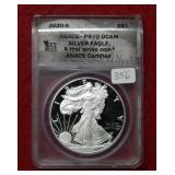 2020 S Silver Eagle ANACS PR70 DCAM - first strike