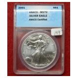 2001 Silver Eagle 1oz ANACS MS70
