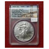 2021(S) Silver Eagle Type I ANACS MS70 First Strik