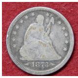 1873 Seated Liberty Silver Quarter with Arrows