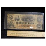 $5 Iron City Bank Pittsburgh Note