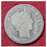 1904 S Barber Silver Dime