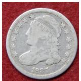 1837 Bust Silver Dime - slight die rotation