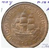 1954 South Africa 1 Penny Coin