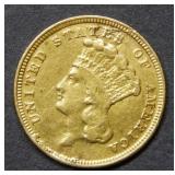 1854 $3 US Gold Coin