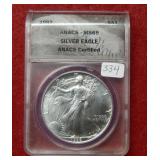 1992 Silver Eagle 1oz ANACS MS69