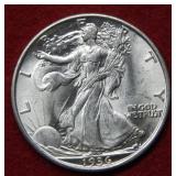 1936 D Walking Liberty Silver Half Dollar