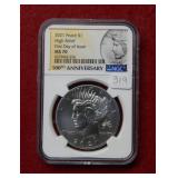 2021 Peace High Relief Dollar NGC MS70 First Day