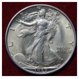1937 S Walking Liberty Silver Half Dollar Coin