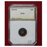 1912 S Barber Silver Dime ***