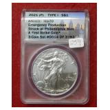 2021 (P) Silver Eagle Type I ANACS MS70