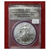2020(P) Silver Eagle 1oz ANACS MS70