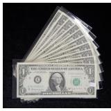 (10) 1963 $1 Crisp Fed Res Notes - Barr Notes