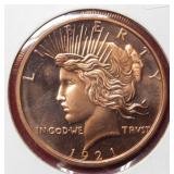 1921 Peace Copy - .999 Copper 1oz Round