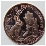 "Fear the Jackalope" .999 1oz Copper round