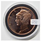 .999 1oz Copper Round - Mercury Dime Copy
