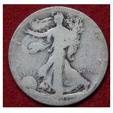 1921 D Walking Liberty Silver Half Dollar