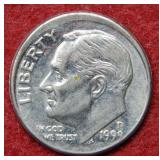 1999 D Roosevelt Dime - Broadstruck Mint Error
