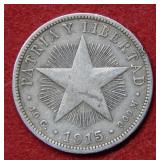 1915 Cuba 50 Centavos Silver Coin