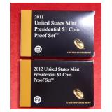 2011 & 2012 US Mint Proof Presidential Dollars