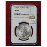 1943M Mexico Silver Peso NGC MS64