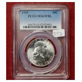 1955 Franklin Silver Half PCGS MS63 FBL