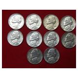 10 AU/BU Silver Wartime Jefferson Nickels