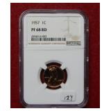 1957 Lincoln Wheat Cent NGC PF68 Red