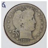 1911 D Barber Silver Quarter
