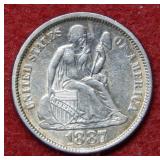 1887 Seated Liberty Silver Dime
