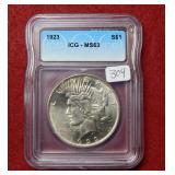1923 Peace Silver Dollar ICG MS63