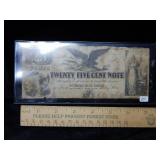 1854 Twenty Five Cent Fractional Note