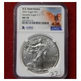 2021 Silver Eagle Type I NGC MS70 - States Series