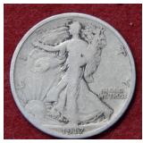 1917 D Walking Liberty Silver Half Dollar