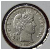 1901 Barber Silver Dime